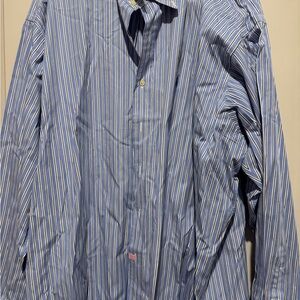 Ralph Lauren Blue Dress Shirt with Vertical Stripes